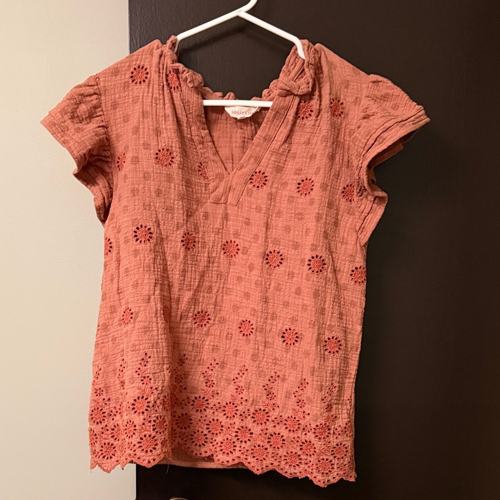 Solitaire Rust Embroidered Blouse
